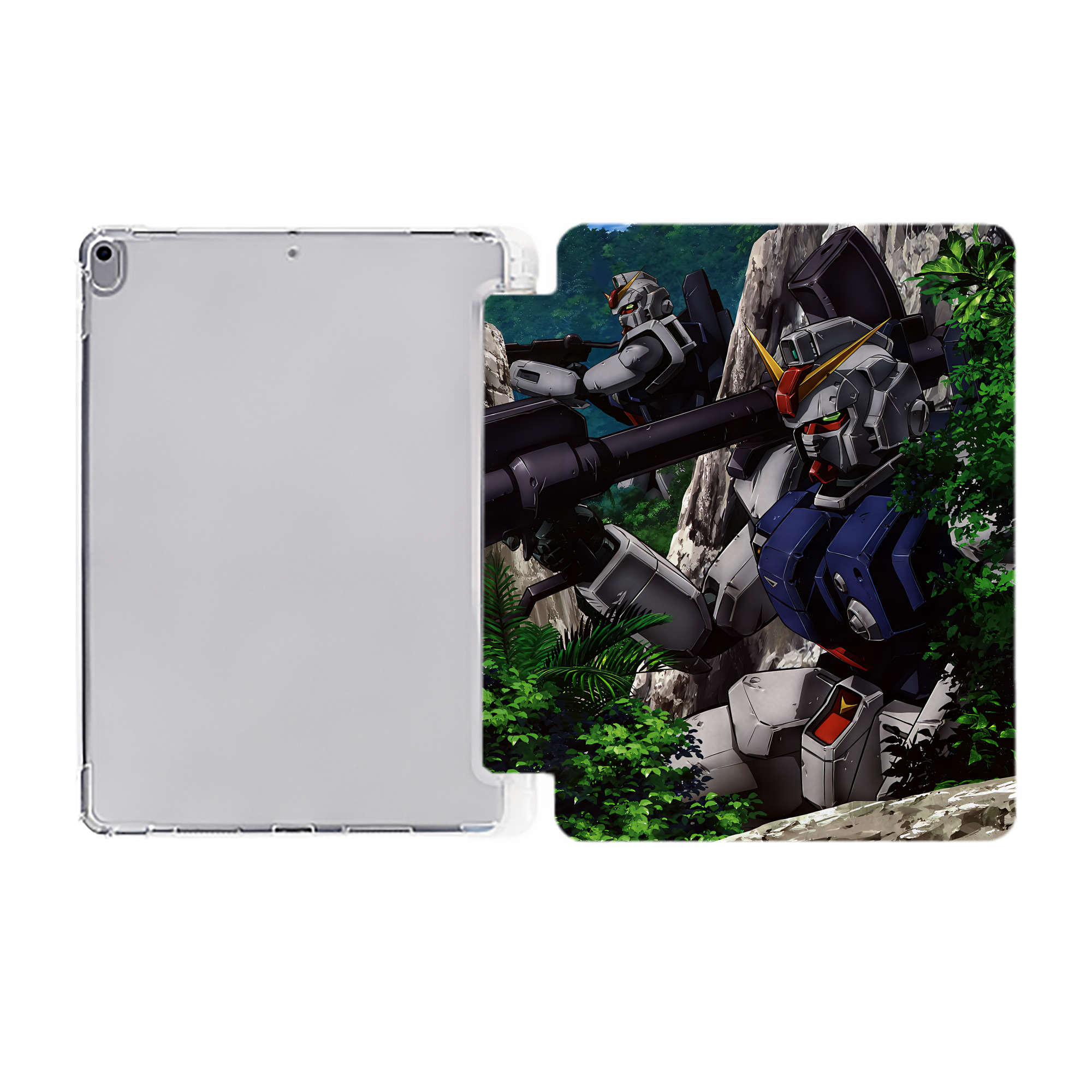 （画像用） 機動戦士ガンダム Mobile Suit Gundam IPad ケース ペン収納付き 三つ折りスタンド PUレザー×シリコン 対応機種9.5/10.5/10.9インチ